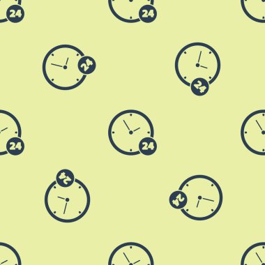 Mavi Saat 24 saat simgesi beyaz arka planda izole edilmiş kusursuz desen. Tüm gün döngü simgesi. 24 saat hizmet sembolü. Vektör İllüstrasyonu