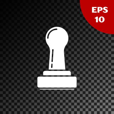 Şeffaf koyu arka planda izole beyaz damga simgesi. Vektör Illustration