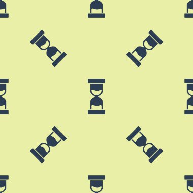 Akan kum ikonuna sahip mavi kum saati beyaz arka planda izole edilmiş pürüzsüz desen. Kum saati işareti. İş ve zaman yönetimi kavramı. Vektör İllüstrasyonu