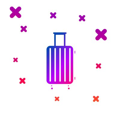 Seyahat simgesi için renkli bavul beyaz arkaplanda izole edildi. Seyahat bagaj tabelası. Seyahat bagaj ikonu. Kademeli rastgele dinamik şekiller. Vektör İllüstrasyonu