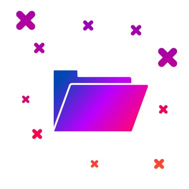 Beyaz arka planda yalıtılmış renkli belge klasör simgesi. Muhasebe bağlayıcı sembolü. Defter tutma yönetimi. Degrade rasgele dinamik şekiller. Vektör Illustration