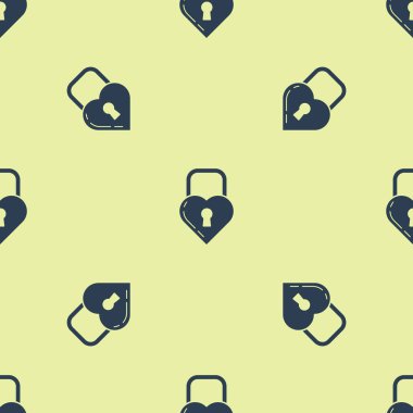 Mavi kale beyaz arka planda bir kalp simgesi izole Dikişsiz desen şeklinde. Kilitli kalp. Aşk sembolü ve anahtar deliği işareti. Vektör Illustration