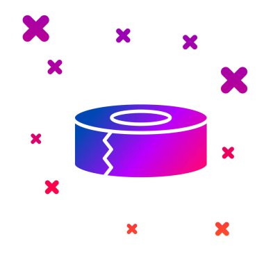 Beyaz arka planda izole renk Scotch simgesi. İş ve onarım için yapışkan bant rulo. Yapışkan ambalaj bandı. Ofis aracı ve şeyler. Degrade rasgele dinamik şekiller. Vektör Illustration