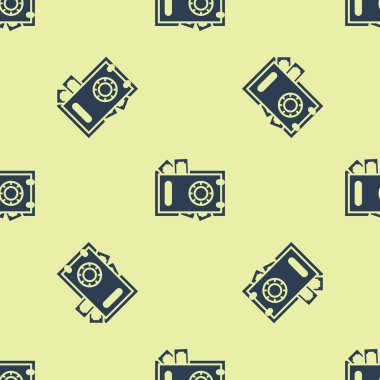 Mavi güvenli ve para simgesi beyaz arka planda yalıtılmış Dikişsiz desen. Kapı, bir kilit ile bir banka kasası güvenli. Güvenilir veri koruması. Vektör Illustration