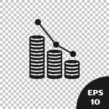 Siyah pasta grafiği İnfografik ve şeffaf arka planda izole jeton simgesi. Diyagram grafik işareti. Vektör Illustration