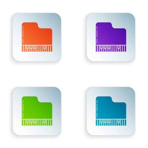 Barevná ikona klavíru izolovaná na bílém pozadí. Hudební nástroj. Ikony se nastavují v barevných čtvercových tlačítkách. Vektorová ilustrace — Stockový vektor