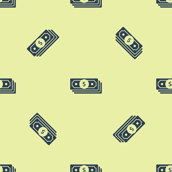 Blue Stacks ícone de dinheiro em dinheiro de papel isolado padrão sem costura no fundo branco. Dinheiro empilha notas. Moeda de conta. Ilustração vetorial — Vetor de Stock