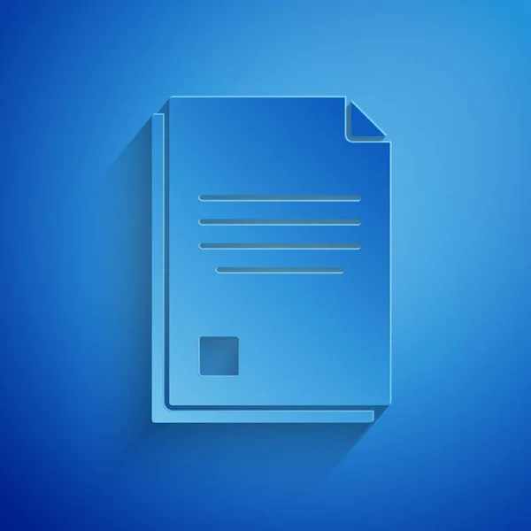 Corte de papel Icono de documento de archivo aislado sobre fondo azul. Icono de lista de verificación. Concepto de negocio. Estilo de arte de papel. Ilustración vectorial — Vector de stock