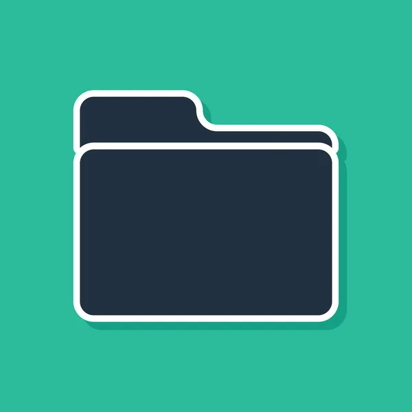 Icono de carpeta Documento azul aislado sobre fondo verde. Símbolo de encuadernación contable. Dirección de contabilidad. Ilustración vectorial — Vector de stock