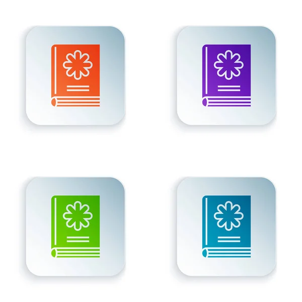 Color Icono del libro médico aislado sobre fondo blanco. Establecer iconos en botones cuadrados de colores. Ilustración vectorial — Vector de stock