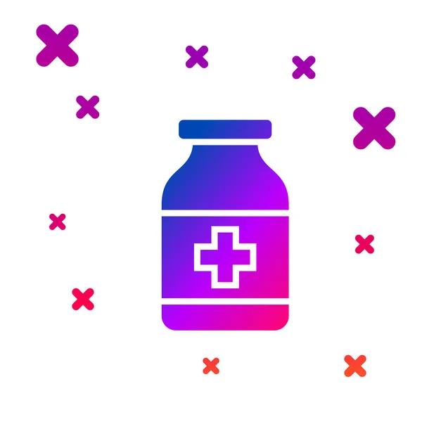 Colore icona bottiglia Medicina isolato su sfondo bianco. Segno della pillola della bottiglia. Design della farmacia. Gradiente forme dinamiche casuali. Illustrazione vettoriale — Vettoriale Stock