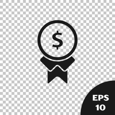 Siyah ödül iyi iş simgesi şeffaf arka planda izole. Ayın çalışanı, Yetenek Ödülü, üstün başarı, başarılı kişi. Vektör Illustration