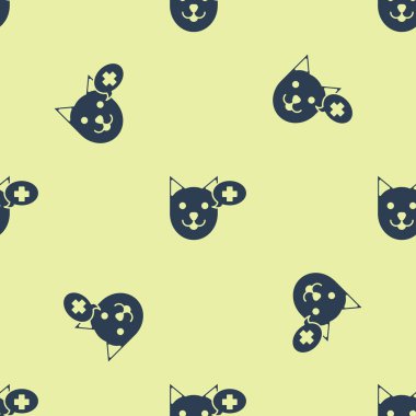 Mavi Veteriner Kliniği sembol simgesi beyaz arka planda izole Dikişsiz desen. Köpek veteriner bakımı ile çapraz. Pet Ilk yardım işareti. Vektör Illustration