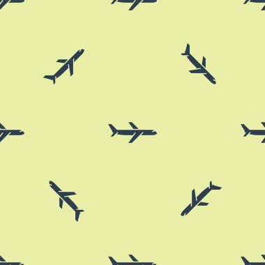 Mavi düzlem simgesi beyaz arka planda yalıtılmış Dikişsiz desen. Uçan uçak simgesi. Airliner işareti. Vektör Illustration