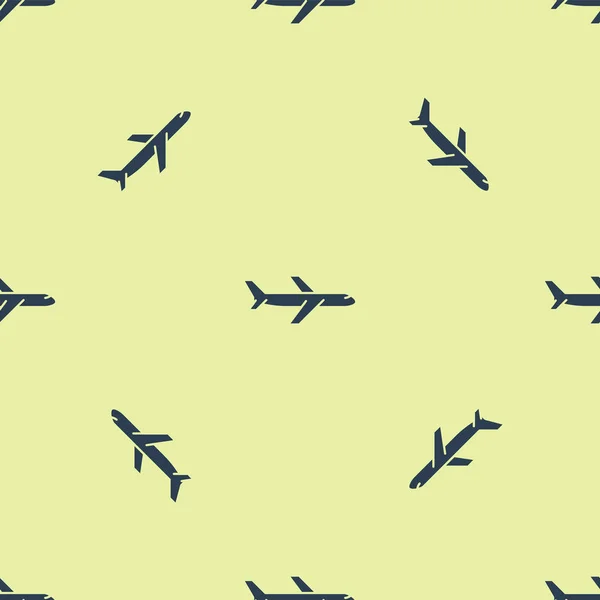 Kék sík ikon elszigetelt varrat nélküli mintát a fehér háttér. Repülő repülőgépikon. Légvonali megjelölés. Vektoros illusztráció — Stock Vector