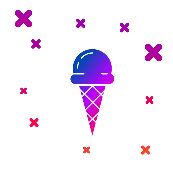 Couleur Crème glacée dans le cône de gaufre icône isolée sur fond blanc. Doux symbole. Formes dynamiques aléatoires de gradient. Illustration vectorielle — Image vectorielle