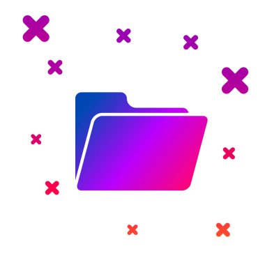 Beyaz arka planda yalıtılmış renkli belge klasör simgesi. Muhasebe bağlayıcı sembolü. Defter tutma yönetimi. Degrade rasgele dinamik şekiller. Vektör Illustration