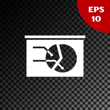 Şeffaf koyu arka planda izole grafik grafiği simgesi ile beyaz tahta. Rapor metin dosyası simgesi. Hesap işareti. Denetim, analiz, planlama. Vektör Illustration