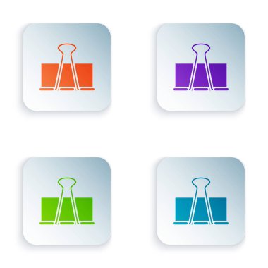 Beyaz arka planda yalıtılmış renk bağlayıcı klip simgesi. Ataş. Renkli kare düğmeleri simgeleri ayarlayın. Vektör Illustration