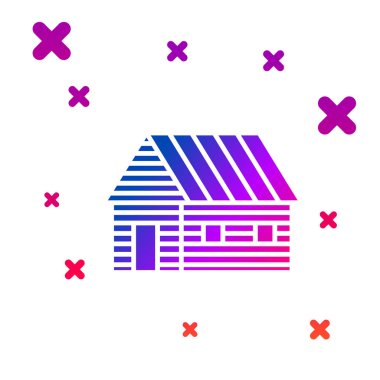 Beyaz arka planda izole renkli çiftlik evi simgesi. Degrade rasgele dinamik şekiller. Vektör Illustration