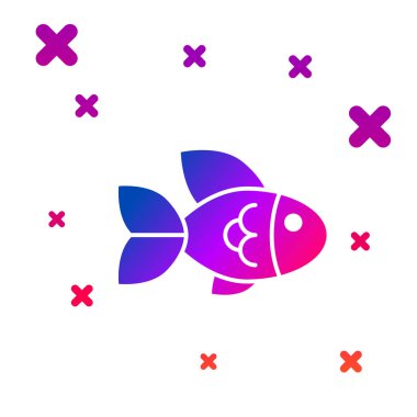 Beyaz arka planda izole renkli balık simgesi. Degrade rasgele dinamik şekiller. Vektör Illustration