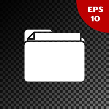 Beyaz Belge klasör simgesi şeffaf koyu arka planda yalıtılmış. Muhasebe bağlayıcı sembolü. Defter tutma yönetimi. Vektör Illustration