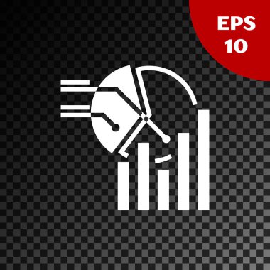 Beyaz pasta grafik İnfografik simge şeffaf koyu arka planda yalıtılmış. Diyagram grafik işareti. Vektör Illustration