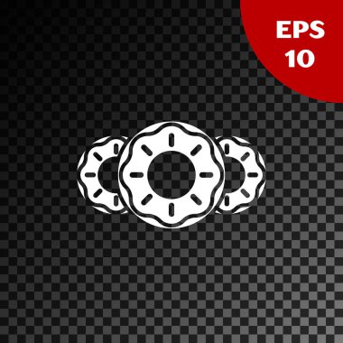 Berrak koyu arka planda izole tatlı sır simgesi ile beyaz donut. Vektör Illustration