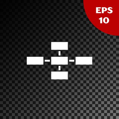 Beyaz iş hiyerarşisi teşkilat grafik Infographics simgesi şeffaf koyu arka planda yalıtılmış. Kurumsal organizasyon yapısı grafik elemanları. Vektör Illustration