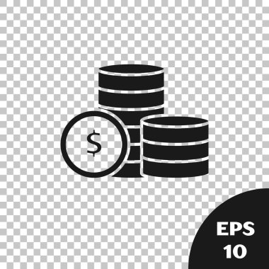 Şeffaf arkaplanda dolar sembolü simgesi olan kara para. Bankacılık işareti. Para sembolü. Vektör İllüstrasyonu