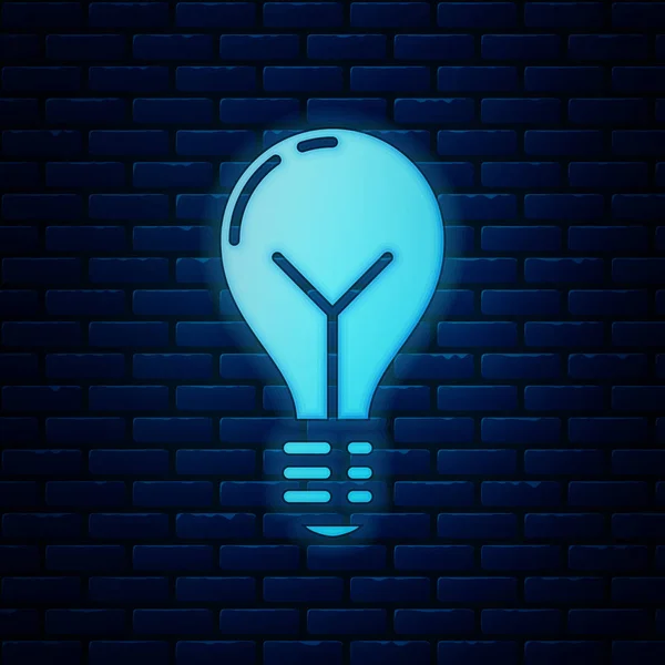 Glowing neon Light bulb with concept of idea icon isolated on brick wall background. Energy and idea symbol. Inspiration concept. Vector Illustration — Stock Vector