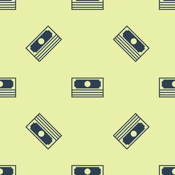 Blue Stacks papel moneda efectivo icono aislado patrón sin costuras sobre fondo blanco. Billetes de dinero apilados. Billetes. Ilustración vectorial — Vector de stock