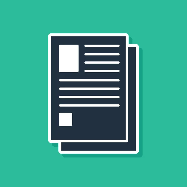Иконка документа Blue File выделена на зеленом фоне. Reecklist icon. Бизнес-концепция. Векторная миграция — стоковый вектор