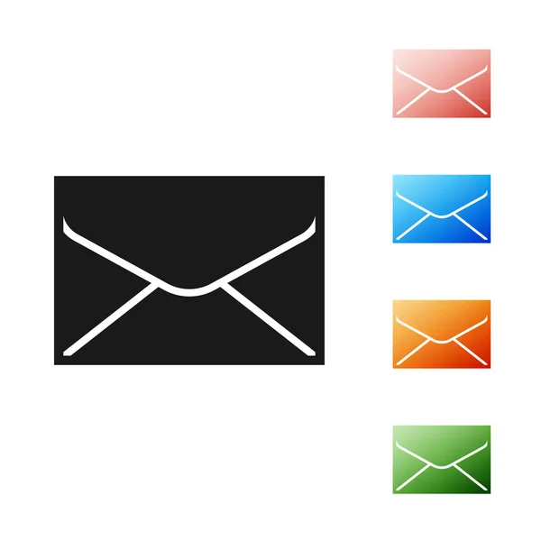Zwarte Envelop pictogram geïsoleerd op witte achtergrond. E-mailbericht letter symbool. Stel pictogrammen kleurrijk. Vector Illustratie — Stockvector