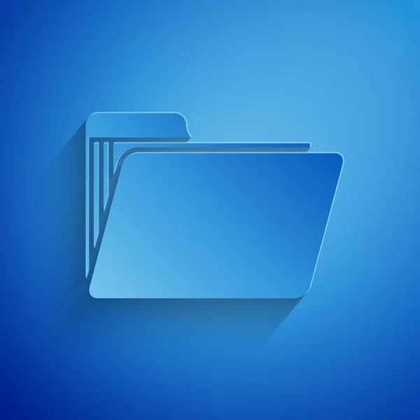 Corte de papel Ícone de pasta de documento isolado no fundo azul. Símbolo de encadernação contabilística. Gestão de contabilidade. Estilo de arte de papel. Ilustração vetorial — Vetor de Stock