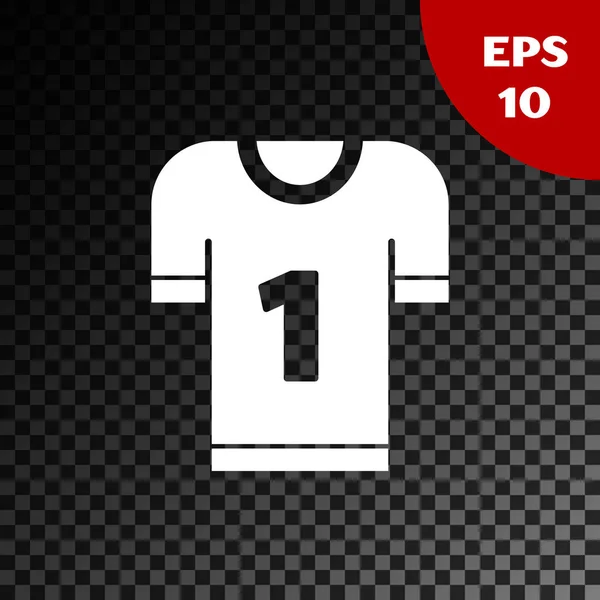 Icono de camiseta de fútbol americano blanco aislado sobre fondo oscuro transparente. Señal de uniforme de fútbol. Ilustración vectorial — Archivo Imágenes Vectoriales