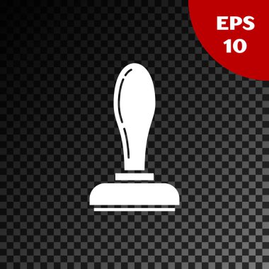 Şeffaf koyu arka planda izole beyaz damga simgesi. Vektör Illustration