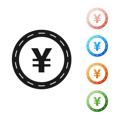 Siyah Coin para yeni sembol simgesi beyaz arka planda izole. Bankacılık para birimi işareti. Nakit sembolü. Simgeler renkli ayarlayın. Vektör Illustration