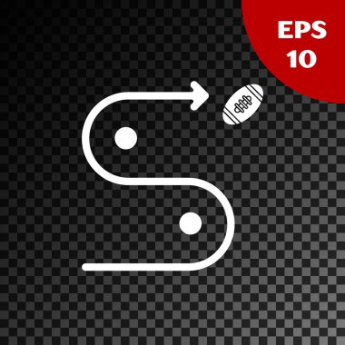 Beyaz Planlama Strateji kavramı simge şeffaf koyu arka planda izole. Futbol veya Amerikan Futbol Kupası oluşumu ve taktik. Vektör Illustration