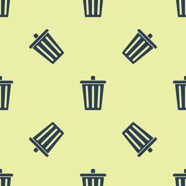 Mavi Çöp kutusu simgesi beyaz arkaplanda izole edilmiş kusursuz desen. Çöp kutusu tabelası. Sepet simgesini geri dönüştür. Ofis çöpü ikonu. Vektör İllüstrasyonu