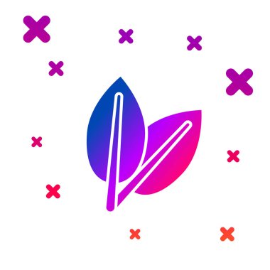 Beyaz arka planda izole renk Leafs simgesi. Taze doğal ürün sembolü. Degrade rasgele dinamik şekiller. Vektör Illustration