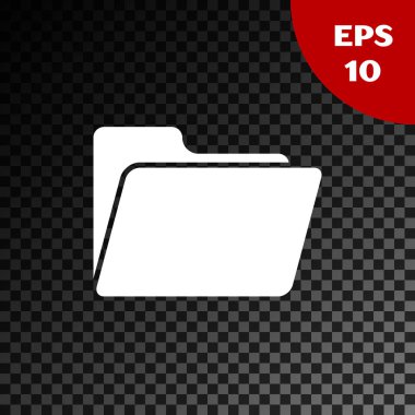 Beyaz Belge klasör simgesi şeffaf koyu arka planda yalıtılmış. Muhasebe bağlayıcı sembolü. Defter tutma yönetimi. Vektör Illustration