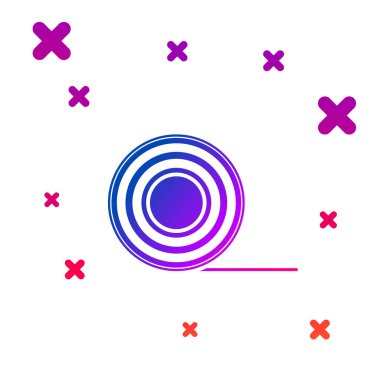 Beyaz arka planda izole renk Scotch simgesi. İş ve onarım için yapışkan bant rulo. Yapışkan ambalaj bandı. Ofis aracı ve şeyler. Degrade rasgele dinamik şekiller. Vektör Illustration