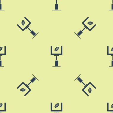 Mavi Amerikan futbol gol sonrası ve futbol topu simgesi izole Dikişsiz desen beyaz arka plan üzerinde. Vektör Illustration