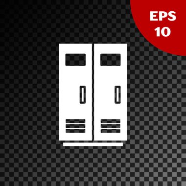 Beyaz Locker veya futbol, basketbol takımı veya çalışanlar simgesi şeffaf koyu arka planda izole için oda değiştirme. Vektör Illustration