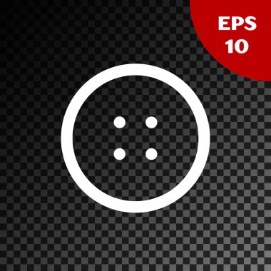 Şeffaf koyu arka planda izole giysi simgesi için beyaz dikiş düğmesi. Giyim düğmesi. Vektör Illustration