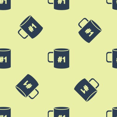 Mavi kahve fincan düz simge izole Dikişsiz desen beyaz arka plan üzerinde. Çay bardağı. Sıcak içecek kahvesi. Vektör Illustration