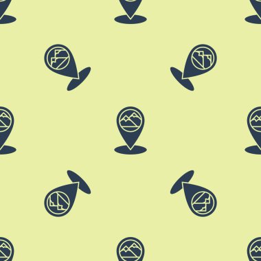 Beyaz arka planda dağ simgesi izole Dikişsiz desen ile mavi harita işaretçisi. Dağlar seyahat simgesi. Vektör Illustration