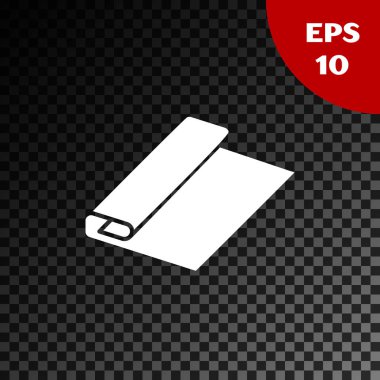 Beyaz Tekstil kumaş rulo simgesi şeffaf koyu arka planda izole. Rulo, mat, halı, bez, halı veya kağıt rulo simgesi. Vektör Illustration