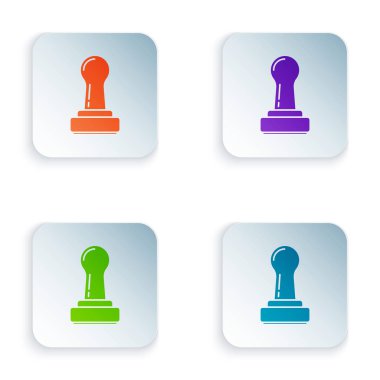 Beyaz arka planda yalıtılmış renk damgası simgesi. Renkli kare düğmeleri simgeleri ayarlayın. Vektör Illustration